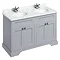 Burlington 130 4-Door Vanity Unit & Minerva Worktop with Double Basin - Classic Grey Large Image