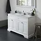 Burlington 130 4-Door Vanity Unit & Minerva Worktop with Double Basin - Dark Olive Feature Large Ima