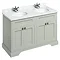 Burlington 130 4-Door Vanity Unit & Minerva Worktop with Double Basin - Dark Olive Large Image