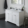 Burlington 130 4-Door Vanity Unit & Minerva Worktop with Double Basin - Matt White Feature Large Ima