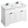 Burlington 130 4-Door Vanity Unit & Minerva Worktop with Double Basin - Matt White Large Image