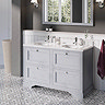 Burlington 130 4-Drawer Vanity Unit & Minerva Worktop with Double Basin - Classic Grey Standard Lar