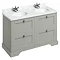 Burlington 130 4-Drawer Vanity Unit & Minerva Worktop with Double Basin - Dark Olive Large Image