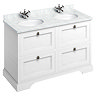 Burlington 130 4-Drawer Vanity Unit & Minerva Worktop with Double Basin - Matt White Large Image