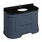 Burlington 134 2-Door/Drawer Curved Vanity Unit & Minerva Black Granite Worktop with Basin - Blue La