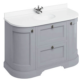 Burlington 134 2-Door/Drawer Curved Vanity Unit & Minerva White Worktop with Basin - Classic Grey La