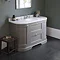 Burlington 134 2-Door/Drawer Curved Vanity Unit & Minerva Worktop with Basin - Dark Olive Standard L