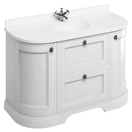 Burlington 134 2-Door/Drawer Curved Vanity Unit & Minerva White Worktop with Basin - Matt White Larg