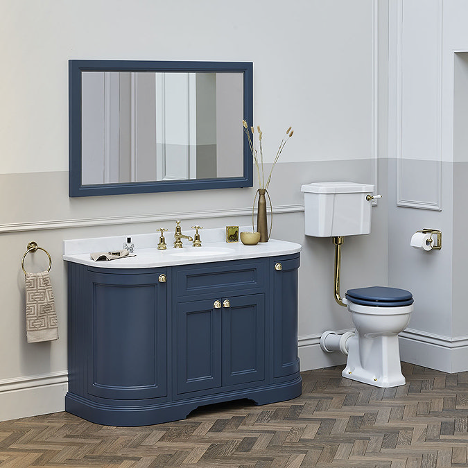 Burlington 134 4-Door Curved Vanity Unit & Minerva Black Granite Worktop with Basin - Blue  Profile 