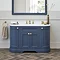 Burlington 134 4-Door Curved Vanity Unit & Minerva Black Granite Worktop with Basin - Blue Feature