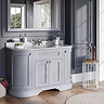 Burlington 134 4-Door Curved Vanity Unit & Minerva Worktop with Basin - Classic Grey  In Bathroom La