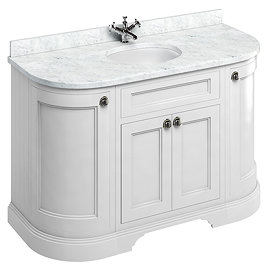 Burlington 134 4-Door Curved Vanity Unit & Minerva Worktop with Basin - Matt White Large Image