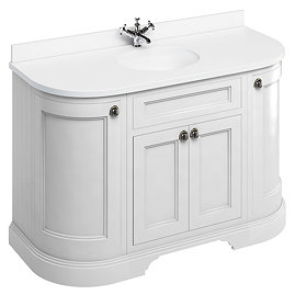 Burlington 134 4-Door Curved Vanity Unit & Minerva White Worktop with Basin - Matt White Large Image