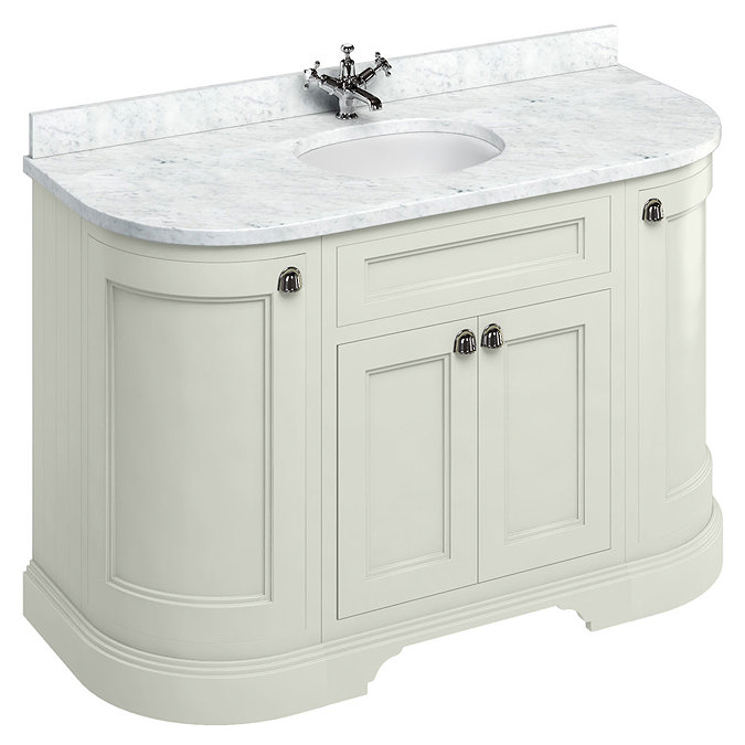 Burlington 134 4-Door Curved Vanity Unit & Minerva Worktop with Basin - Sand Large Image