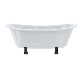 Burlington 1640 Bateau Roll Top Acrylic Bath + Black Period Feet