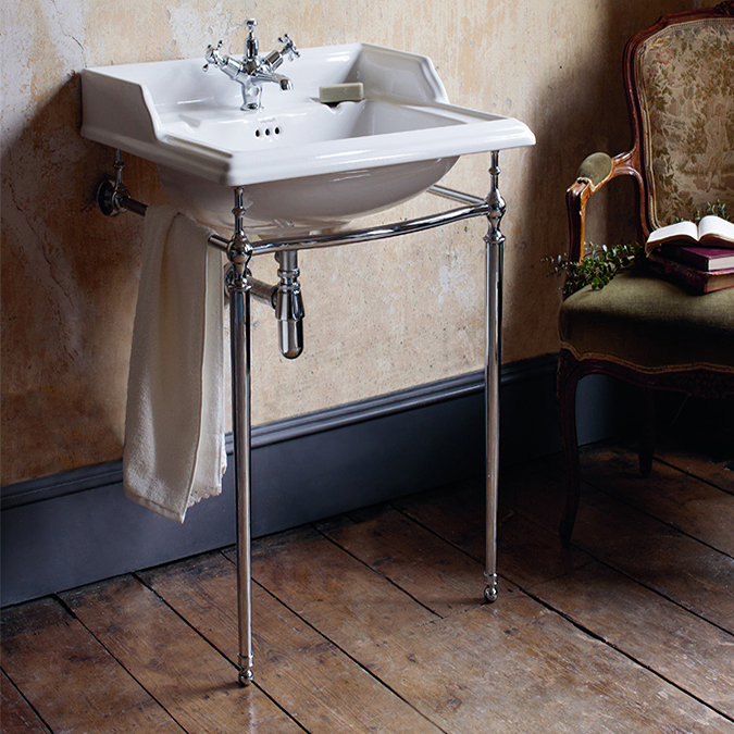 Burlington 1TH Classic 50cm Basin and Chrome Wash Stand Profile Large Image