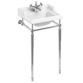 Burlington 1TH Classic 50cm Basin and Chrome Wash Stand Large Image