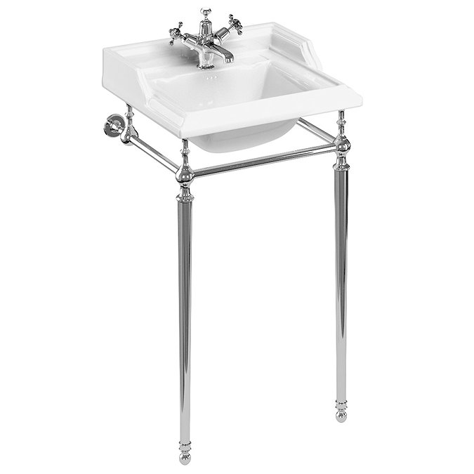 Burlington 1TH Classic 50cm Basin and Chrome Wash Stand Large Image