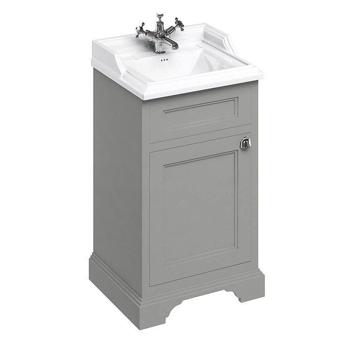 Burlington 500mm Freestanding Cloakroom Vanity Unit & Basin - Dark Olive Large Image