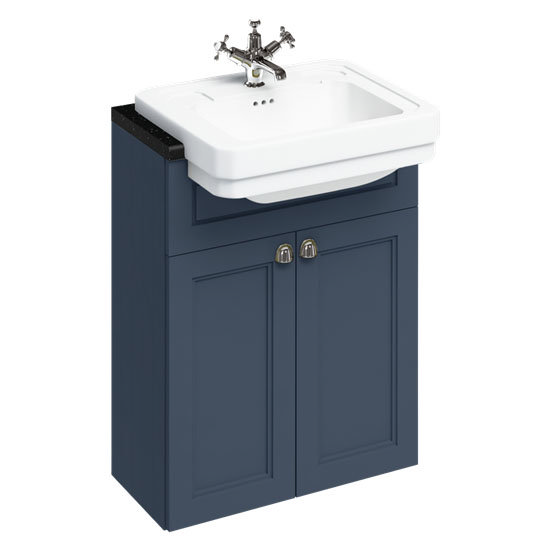 Burlington 60 2-Door Vanity Unit & Classic Semi-Recessed Basin (Blue - 1 Tap Hole) Large Image