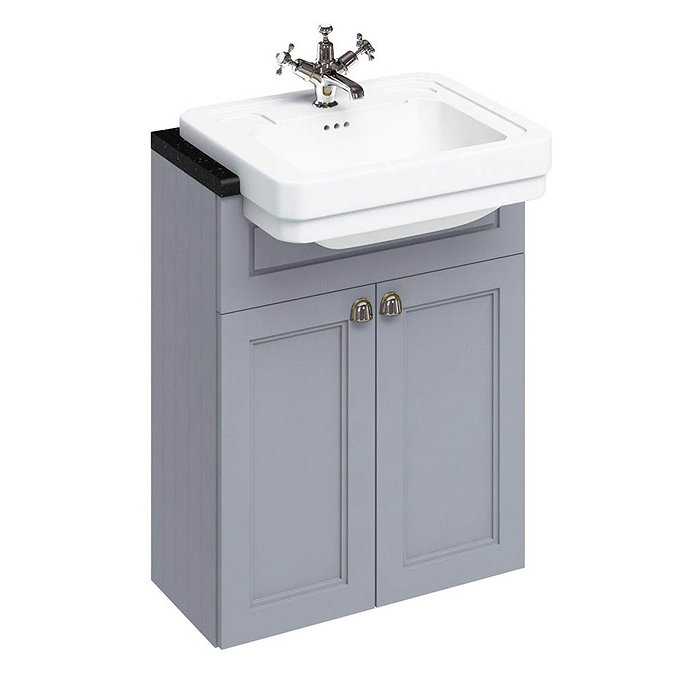 Burlington 60 2-Door Vanity Unit & Classic Semi-Recessed Basin - Classic Grey Large Image