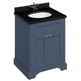 Burlington 65 2-Door Vanity Unit & Minerva Black Granite Worktop with Basin - Blue Large Image