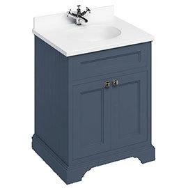 Burlington 65 2-Door Vanity Unit & Minerva Carrara White Worktop with Basin - Blue Medium Image