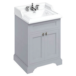 Burlington 65 2-Door Vanity Unit & Classic Basin (Classic Grey - 3 Tap Hole) Large Image