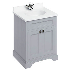Burlington 65 2-Door Vanity Unit & Minerva White Worktop with Basin - Classic Grey Large Image
