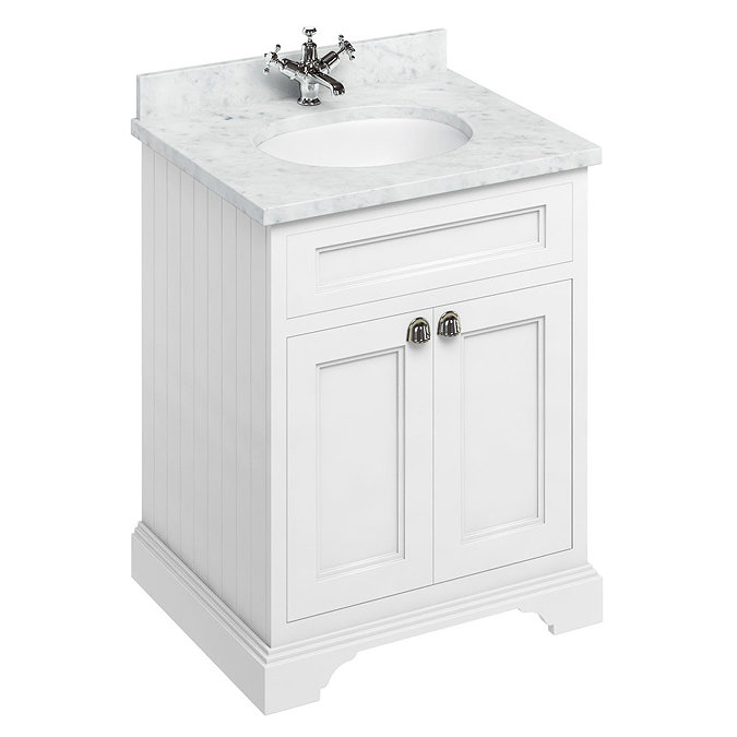 Burlington 65 2-Door Vanity Unit & Minerva Worktop with Basin - Matt White Large Image