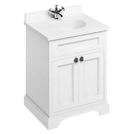 Burlington 65 2-Door Vanity Unit & Minerva White Worktop with Basin - Matt White Large Image