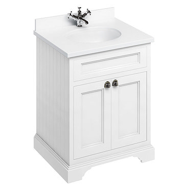 Burlington 65 2-Door Vanity Unit & Minerva Worktop with Basin - Matt White Profile Large Image