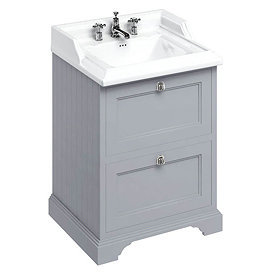 Burlington 65 2-Drawer Vanity Unit & Classic Basin (Classic Grey - 3 Tap Hole) Large Image