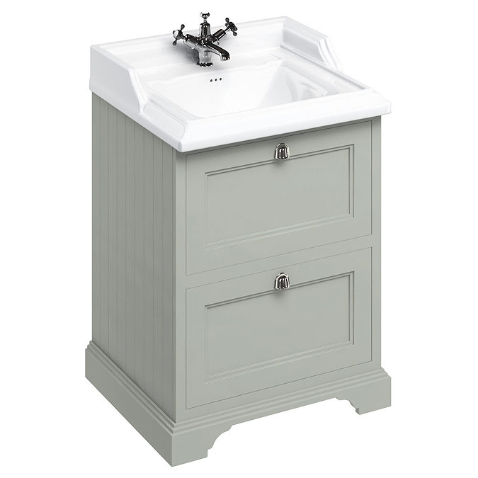 Burlington 65 2-Drawer Vanity Unit & Classic Basin - Dark Olive Large Image