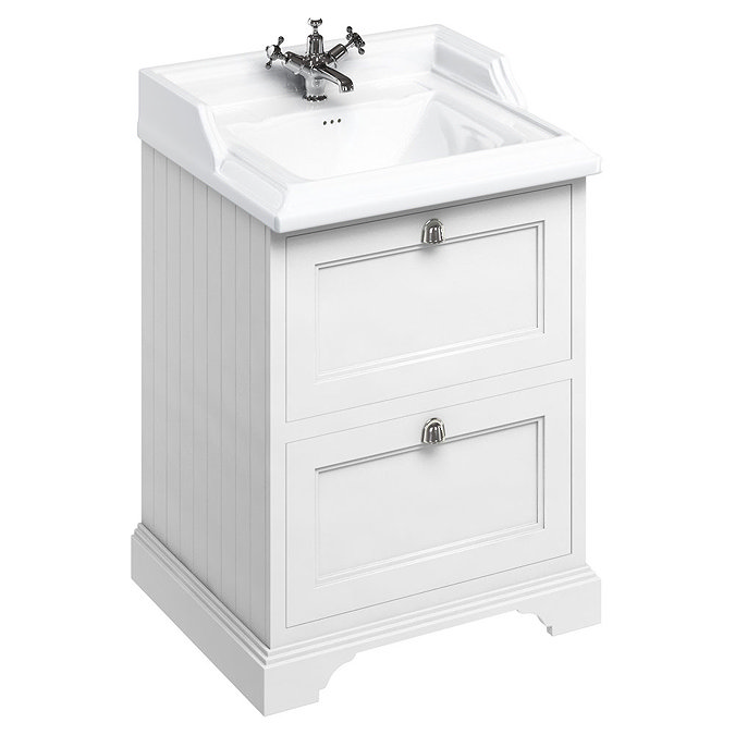 Burlington 65 2-Drawer Vanity Unit & Classic Basin - Matt White Large Image