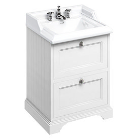 Burlington 65 2-Drawer Vanity Unit & Classic Basin (Matt White - 3 Tap Hole) Large Image
