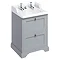 Burlington 65 2-Drawer Vanity Unit & Classic Invisible Overflow/Waste Basin (Classic Grey - 2 Tap Ho