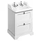 Burlington 65 2-Drawer Vanity Unit & Classic Invisible Overflow/Waste Basin (Matt White - 2 Tap Hole