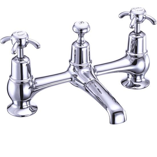 Burlington - Anglesey 2 Tap Hole Bridge Basin Mixer with Plug & Chain - AN10 Large Image