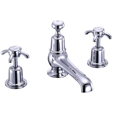 Burlington - Anglesey 3 Tap Hole Basin Mixer with Pop Up Waste - AN12 Profile Large Image
