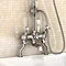 Burlington Anglesey Angled Bath Shower Mixer w Riser, Curved Arm, 9" Rose & Handset In Bathroom Larg