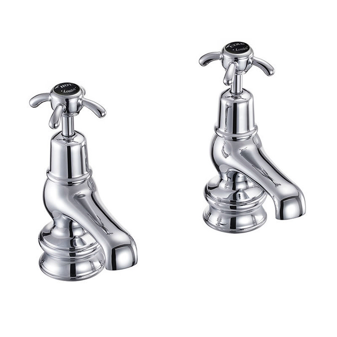 Burlington Anglesey Regent Black Basin Taps 3" Large Image