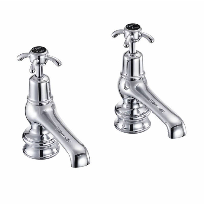 Burlington Anglesey Regent Black Basin Taps 5" Large Image