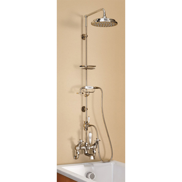 Burlington Anglesey Wall Mounted Angled Bath Shower Mixer W Rigid Riser ...