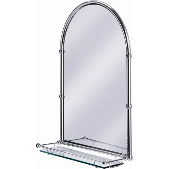Burlington Arched Mirror with Shelf in Chrome Frame - A10-CHR Large Image