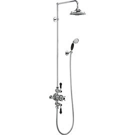 Burlington Avon Black Exposed Shower Valve, Rigid Riser & Kit with 9" Head Medium Image