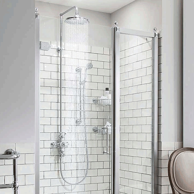 Burlington Avon Thermostatic Two Outlet Exposed Shower Valve, Rigid Riser & Kit with Fixed Head  Profile Large Image