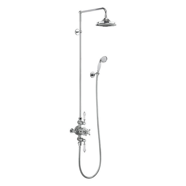 Burlington Avon Thermostatic Two Outlet Exposed Shower Valve, Rigid Riser & Kit with Fixed Head Larg