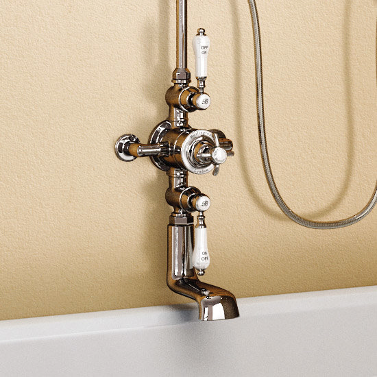 Burlington Avon Thermostatic Valve with Bath Spout Riser & Slider Kit - Birkenhead Tap - H104-BI Feature Large Image