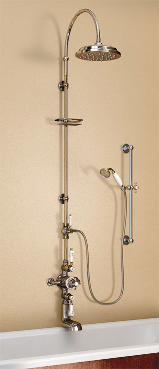 Burlington Avon Thermostatic Valve with Bath Spout Riser & Slider Kit - Birkenhead Tap - H104-BI Profile Large Image